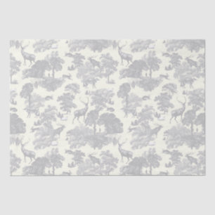 Elegante chique lichtgrijze Toile Deer Woodland Tissuepapier