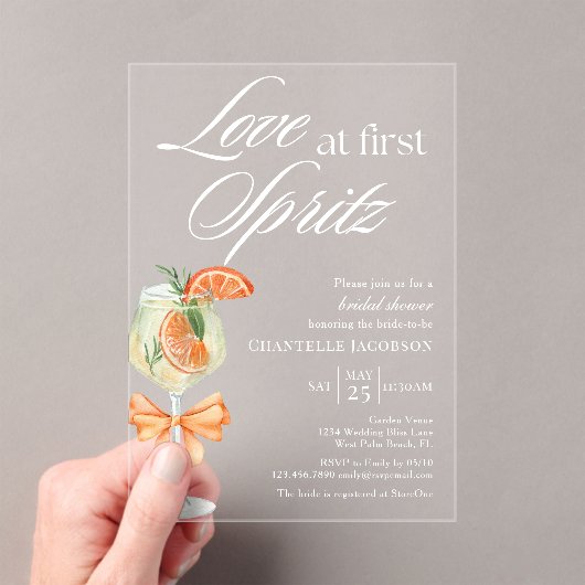 Elegante Chique Liefde Op Het Eerste Kijkje Bruids Acryl Uitnodigingen (Insitu (Draagbaar))