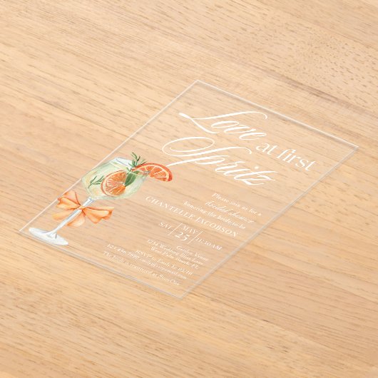 Elegante Chique Liefde Op Het Eerste Kijkje Bruids Acryl Uitnodigingen (Laagn)