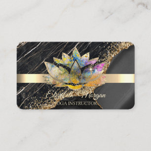 Elegante Chique Lotus Zwarte Marmer Visitekaartje