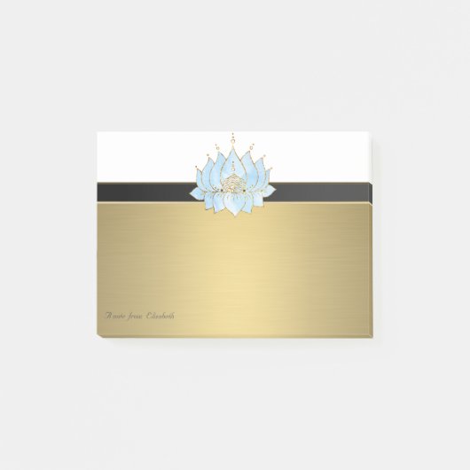 Elegante Chique Meisjesachtige Nep Gouden Lotus Post-it® Notes (Voorkant)