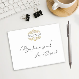 Elegante Chique Moderne Monogram Zwar Goud Post-it® Notes