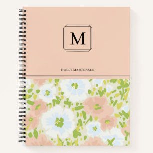 Elegante chique monogram bloempatroon gepersonalis notitieboek