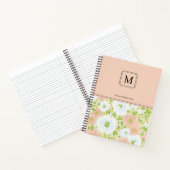 Elegante chique monogram bloempatroon gepersonalis notitieboek (Binnen)
