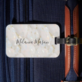 Elegante chique opal edelsteen marmer bagagelabel