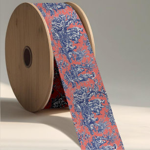 Elegante chique oranje blauw toile de jouy lint