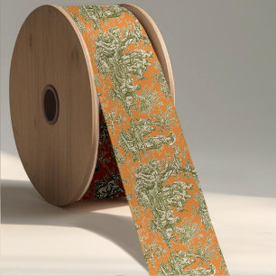 Elegante chique oranje grijs toile de jouy lint