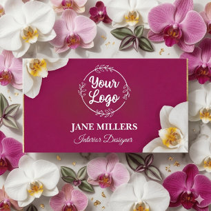 Elegante chique orchidee en magenta zakelijk logo contactkaartje