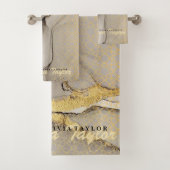 Elegante chique pasta grijs goud marmeren badhandd bad handdoek (Insitu)