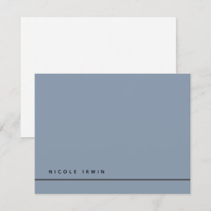 Elegante Chique Rand Stofblauw Moderne Briefpapier Notitiekaartje