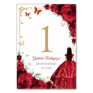 Elegante chique rode rozen gouden Quinceanera Kaart
