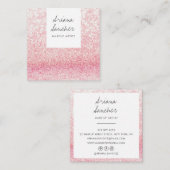 Elegante chique roze glitter glam make-up artist w vierkante visitekaartje (Voorkant / Achterkant)