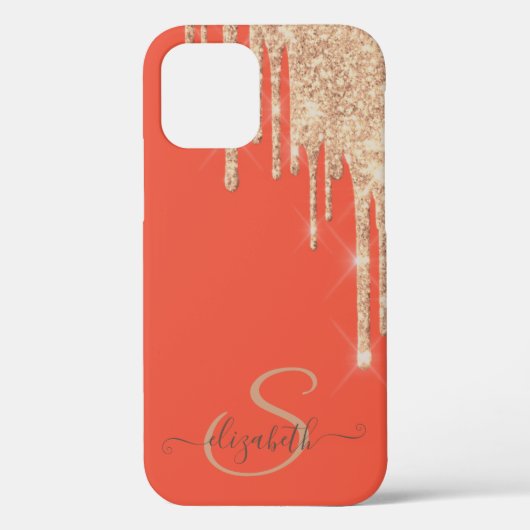 Elegante Chique Roze Goud Glitter Druppels Case-Mate iPhone Case (Achterkant)