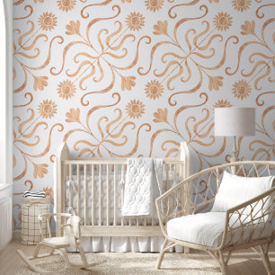 Elegante chique roze gouden bloemendamaskpatroon l behang