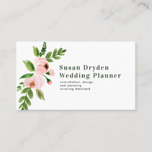 Elegante chique roze waterverf bloemen visitekaartje