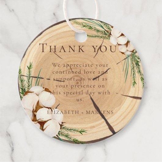 Elegante & chique rustieke bruiloft houten dank u bedankjes labels (Voorkant)