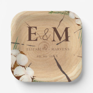 Elegante & chique rustieke bruiloft houten dank u papieren bordje