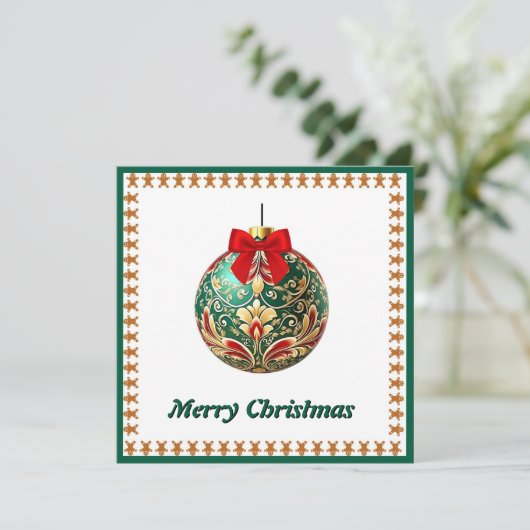 Elegante chique rustieke kleurrijke vrolijke kerst feestdagenkaart (Staand voorkant)