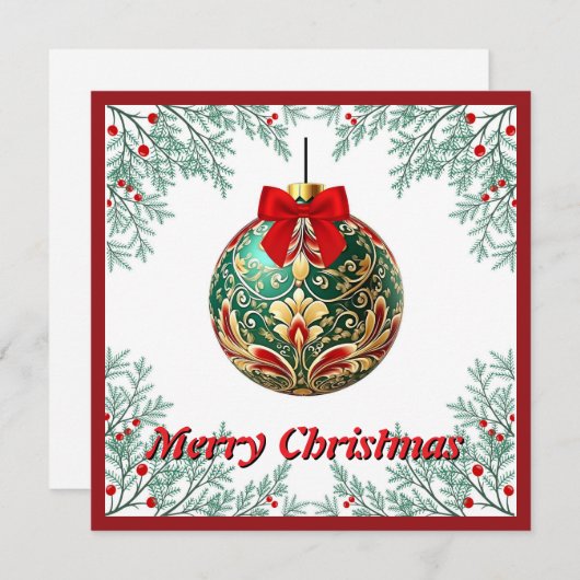 Elegante chique rustieke kleurrijke vrolijke kerst feestdagenkaart (Voorkant / Achterkant)