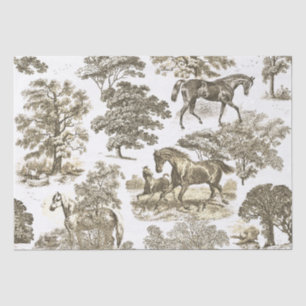Elegante chique rustieke paarden gouden beige toil tissuepapier