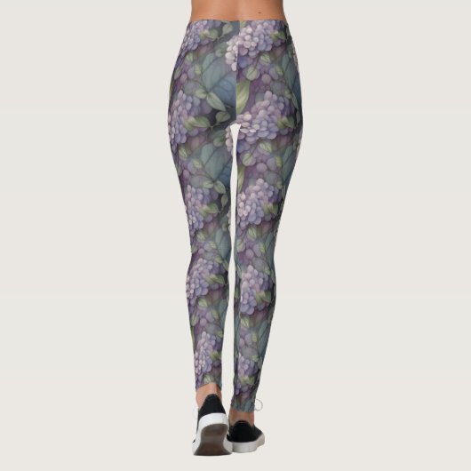 Elegante chique stoffige paarse boho waterverf blo leggings (Achterkant)