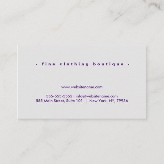 Elegante chique tropische Paarse bladeren Visitekaartje (Achterkant)