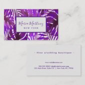 Elegante chique tropische Paarse bladeren Visitekaartje (Voorkant / Achterkant)