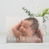 Elegante chique typografie foto geboorte aankondig aankondiging (Staand voorkant)