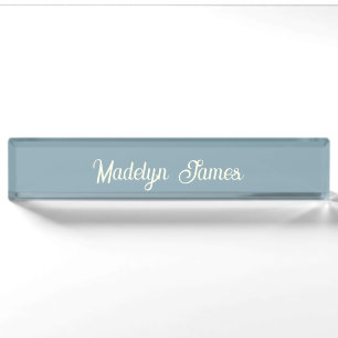 Elegante Chique Typografie Stof Blauw Persoonlijk Naambordje