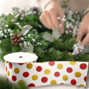 Elegante chique witgoud rode stippen moderne Kerst Lint