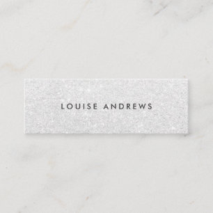 Elegante chique zilveren glitter eenvoudige witte mini visitekaartje
