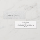 Elegante chique zilveren glitter eenvoudige witte mini visitekaartje (Voorkant / Achterkant)