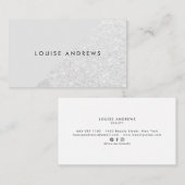 Elegante chique zilveren glitter kleurblok schoonh visitekaartje (Voorkant / Achterkant)