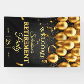 Elegante chique zwarte gouden ballonnen pensioenfe spandoek (Horizontaal)