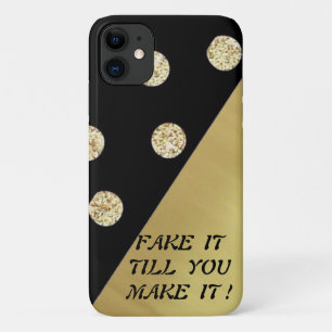 Elegante Chique Zwarte Gouden Stippen-Motivatieber iPhone 11 Hoesje