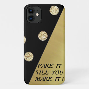 Elegante Chique Zwarte Gouden Stippen-Motivatieber iPhone 11 Hoesje
