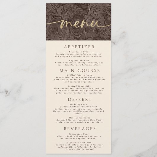 Elegante Chocolade Mocha bruiloft Menu (Voorkant)