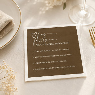 Elegante Chocoladebruine Leuke Feiten Bruiloft Servet