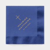 Elegante Christelijke kruisnaam en datum Folie Servetten (Voorkant)