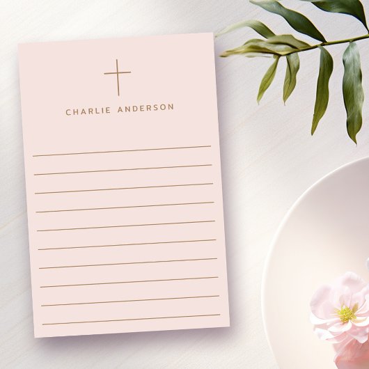 Elegante Christelijke kruisnaam licht blush roze Post-it® Notes