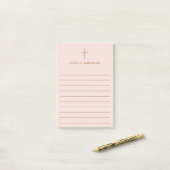 Elegante Christelijke kruisnaam licht blush roze Post-it® Notes (Op bureau)