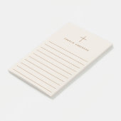 Elegante Christelijke kruisnaam lichtbruin gevoerd Post-it® Notes (Schuin)