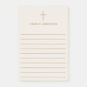 Elegante Christelijke kruisnaam lichtbruin gevoerd Post-it® Notes (Voorkant)