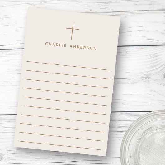 Elegante Christelijke kruisnaam lichtbruin gevoerd Post-it® Notes