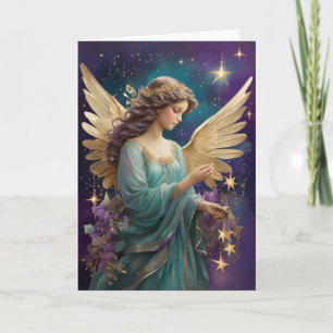 Elegante Christmas Angel Floral Custom Text Kaart