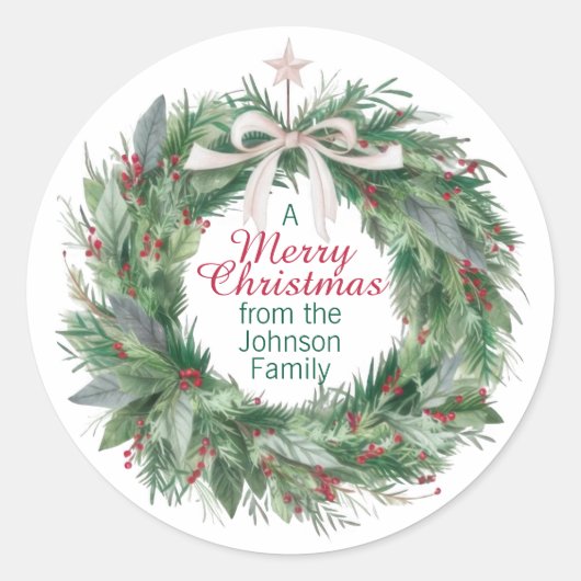 Elegante Christmas Wreath Sticker (Voorkant)