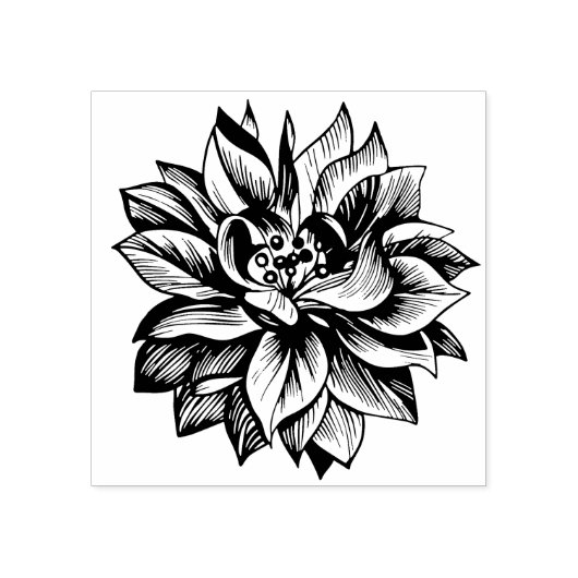 Elegante Chrysanthemum Bloem Bloei Bloemstuk Rubberstempel (Afrduk)