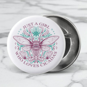 Elegante Cicada Insect Botanical Line Art Offerte Ronde Button 3,2 Cm