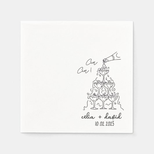 Elegante Cin Cin Italiaanse bruiloft Servet (Voorkant)