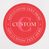 Elegante circulaire tekst Sjabloon Bewerkbaar Rood Labels (Design 2)